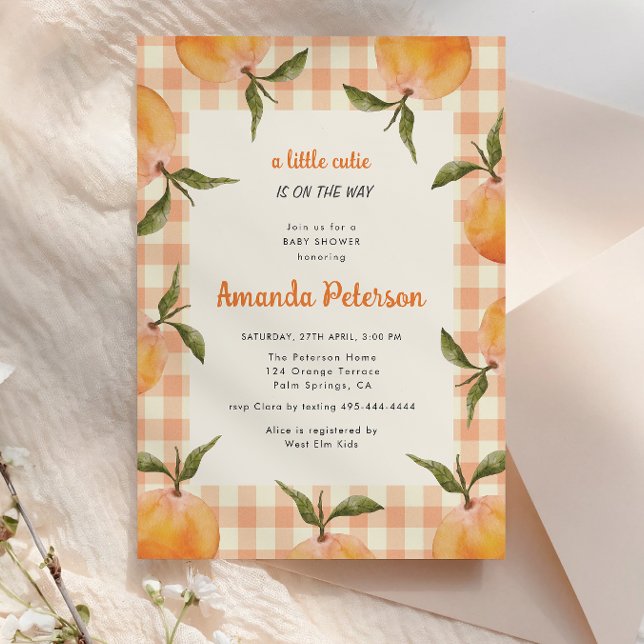 Rustic Little Cutie Orange Baby Shower-inbjudan Inbjudningar (Skapare uppladdad)