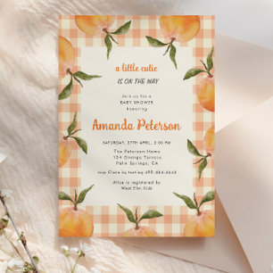 Rustic Little Cutie Orange Baby Shower-inbjudan Inbjudningar