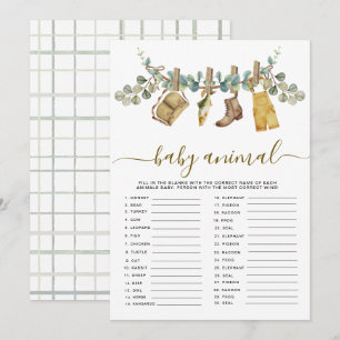 Rustic Little Fisherman Baby djur Shower Card