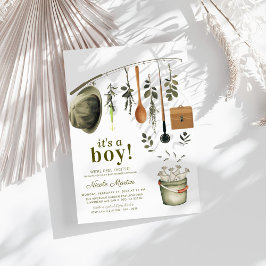 Rustic Little Fisherman Fishing Baby Shower Inbjudningar