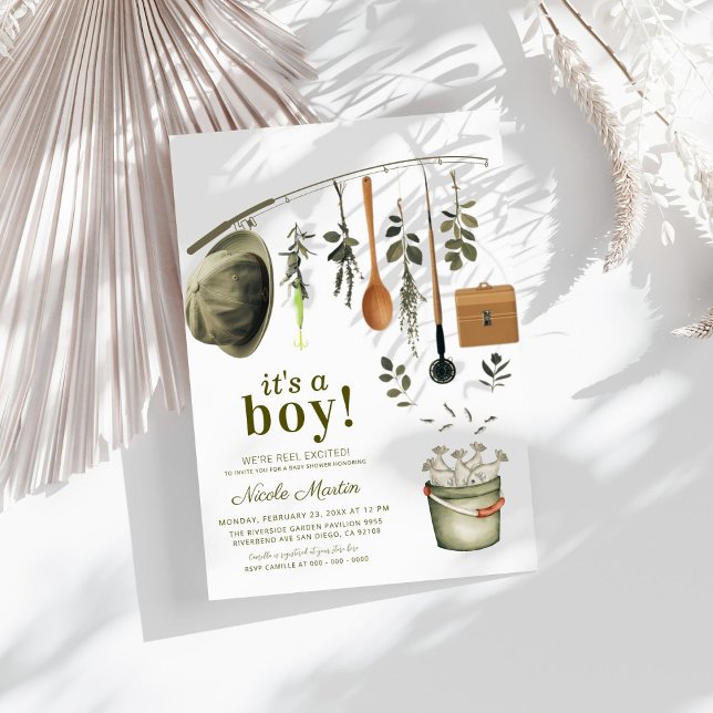 Rustic Little Fisherman Fishing Baby Shower Inbjudningar (Skapare uppladdad)