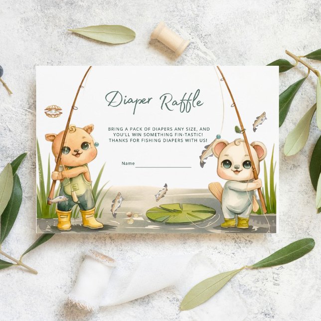 Rustic Little Fisherman Reel Diaper Raffle Tilläggskort (Skapare uppladdad)