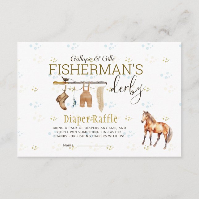 Rustic Little Fisherman's Derby Baby Diaper Raffle Tilläggskort (Framsida)