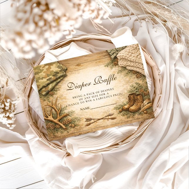 Rustic Little Hunter Woodland Diapper Raffle Tilläggskort (Skapare uppladdad)