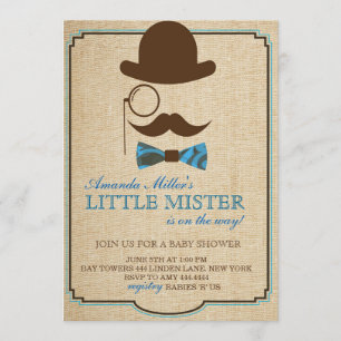 Rustic Little Mister Baby Shower Boy-inbjudningar Inbjudningar
