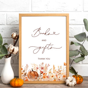 Rustic Little Pumpkin Bokar och Gifts Baby Shower Poster