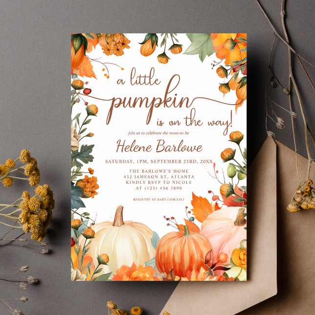 Rustic Little Pumpkin Fall Baby Shower Inbjudningar (Rustic Little Pumpkin Fall Baby Shower Invitation)