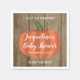 Rustic Little Pumpkin on the way Fall Baby Shower Pappersservett