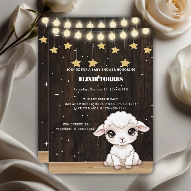 Rustic Little White Lamb Baby Shower Inbjudningar (Skapare uppladdad)