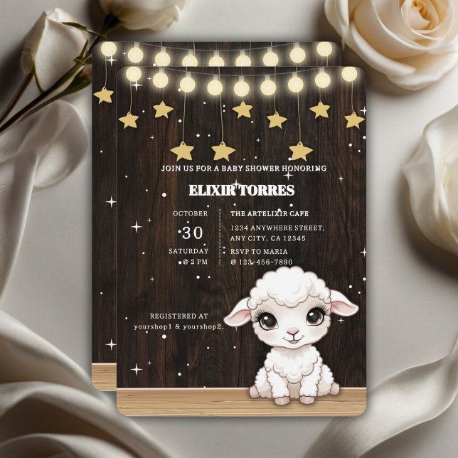 Rustic Little White Lamb Baby Shower Inbjudningar (Skapare uppladdad)