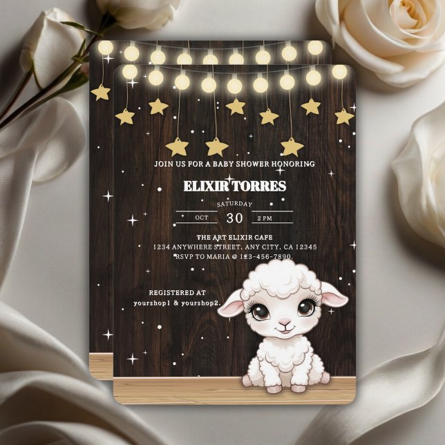 Rustic Little White Lamb Baby Shower Inbjudningar (Skapare uppladdad)