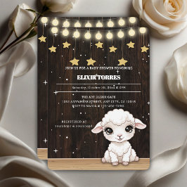 Rustic Little White Lamb Baby Shower Inbjudningar