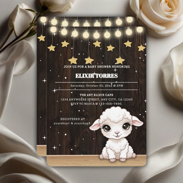Rustic Little White Lamb Baby Shower Inbjudningar (Skapare uppladdad)