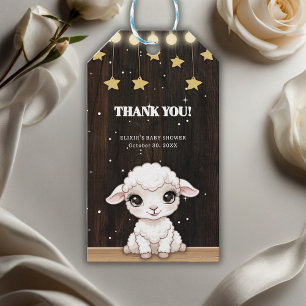 Rustic Little White Lamb Baby Shower Presentetikett