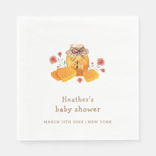 Rustic Little Wildblomhonungsbi Baby Shower Pappersservett