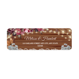 Rustic Ljus Baby's Band Bröllop Returadress Etikett