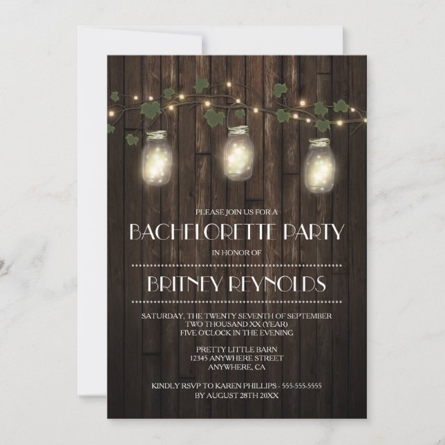 Rustic Ljus Bachelorette-partiets inbjudningar (Framsida)