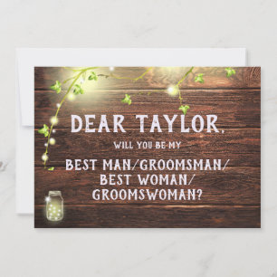 Rustic Ljus Best Man Woman Groomsman Frieri Inbjudningar