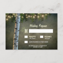 Rustic Ljus Birch Bark Träd Bröllop OSA Cards