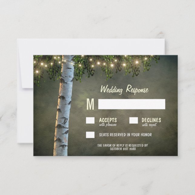 Rustic Ljus Birch Bark Träd Bröllop OSA Cards (Framsida)