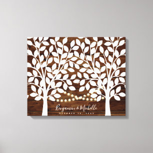 Rustic Ljus Guest Bok Canvas - 100 Namnteckning