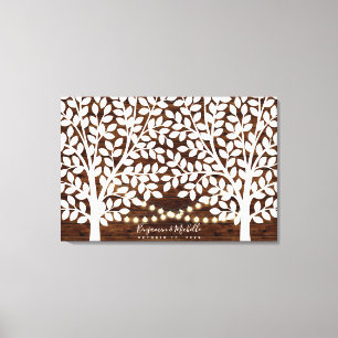 Rustic Ljus Guest Bok Canvas - 250 Namnteckning