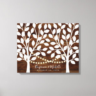 Rustic Ljus Guest Bok Canvas - 50 Namnteckning
