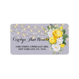 Rustic ljus Gult Blommigt Adressetikett