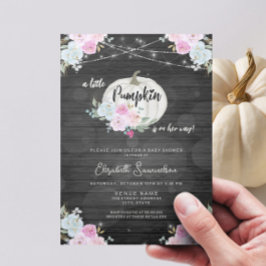 Rustic Ljus Rosa Little Pumpkin Fall Baby Shower Inbjudningar