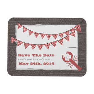 Rustic Lobster & Gingham Spara datum magneter