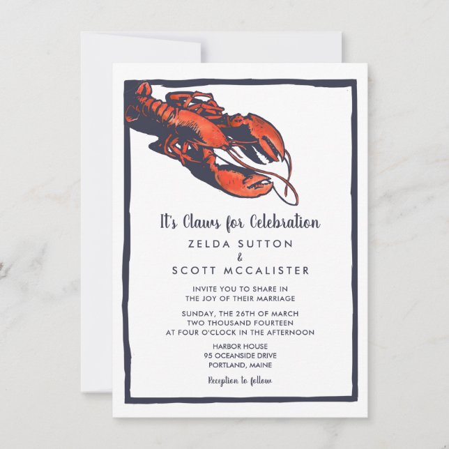 Rustic Lobster Wedding bjudande Inbjudningar (Framsida)
