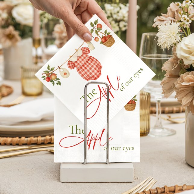 Rustic Locally Grown Clothesline Apple Baby Shower Pappersservett (Skapare uppladdad)