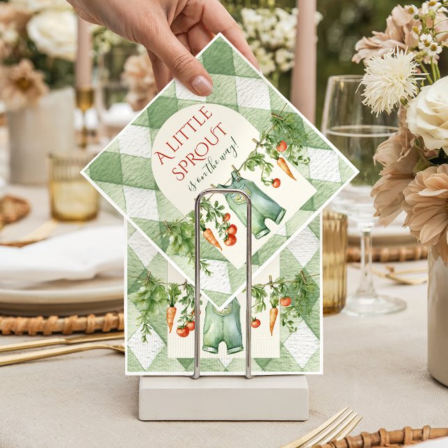 Rustic Locally Grown Neutral Sprout Baby Shower Pappersservett (Skapare uppladdad)