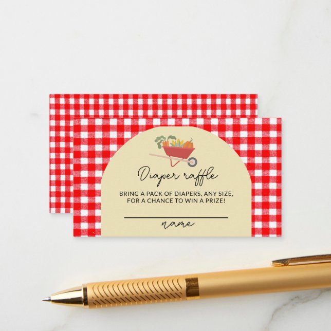 Rustic Locally Grown Red Gingham Baby Shower Tilläggskort (Fram/Back In Situ)