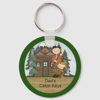 Rustic Lodge Hunting Pappa och Boy vid Cabin Anpas Nyckelring
