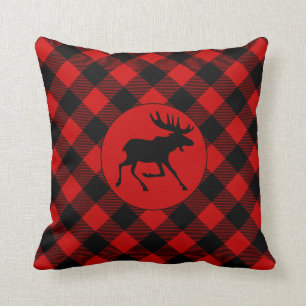 Rustic Lodge Moose och Buffalo Play Mönster Kudde