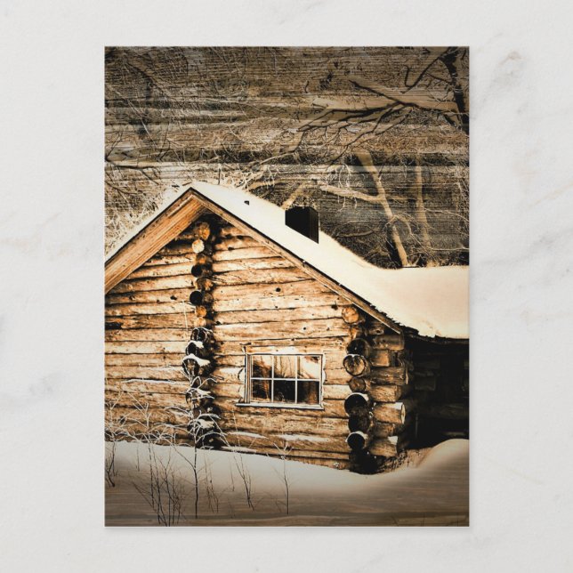 Rustic Log Cabin i Wilderness Inbjudan Vykort (Framsida)