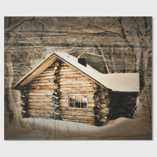 Rustic Log Cabin i Wilderness Presentpapper