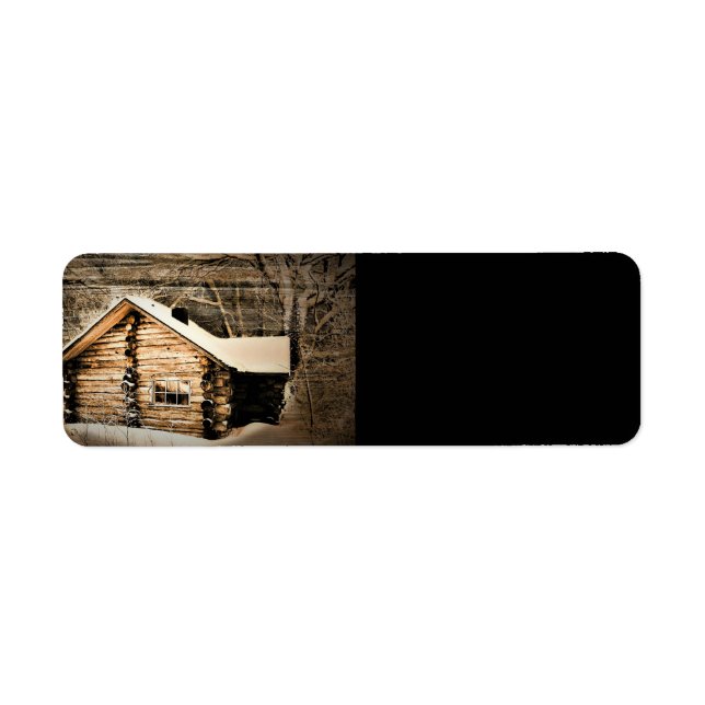 Rustic Log Cabin i Wilderness Returadress Etikett (Framsidan)