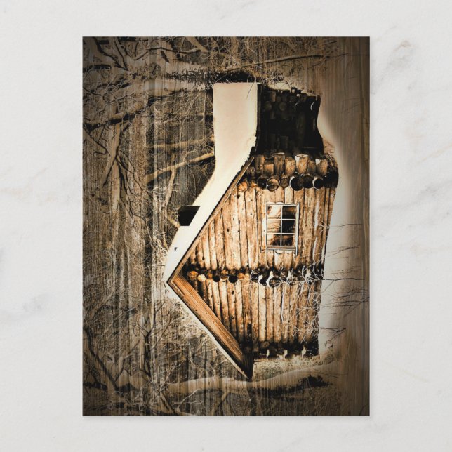 Rustic Log Cabin i Wilderness Vykort (Framsida)