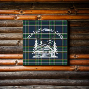 Rustic Log Cabin Tartan Fyrkantig Klocka