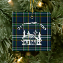 Rustic Log Cabin Tartan Julgransprydnad Keramik