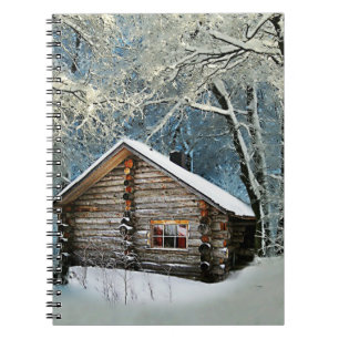 Rustic Log Cabin Winter Magic Anteckningsbok
