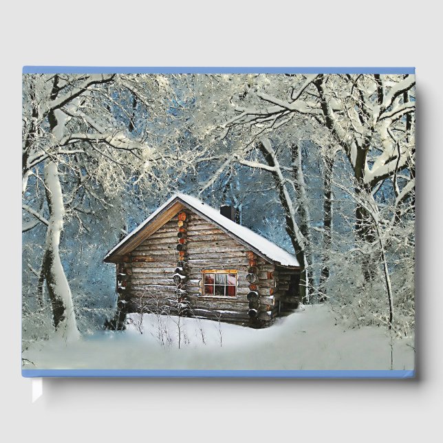 Rustic Log Cabin Winter Magic Gästböcker (Framsida)