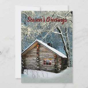 Rustic Log Cabin Winter Magic Julkort