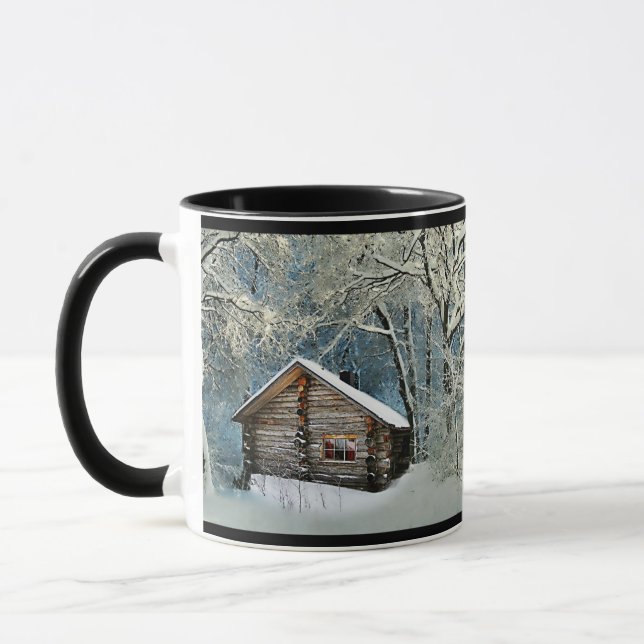 Rustic Log Cabin Winter Magic Mugg (Vänster)