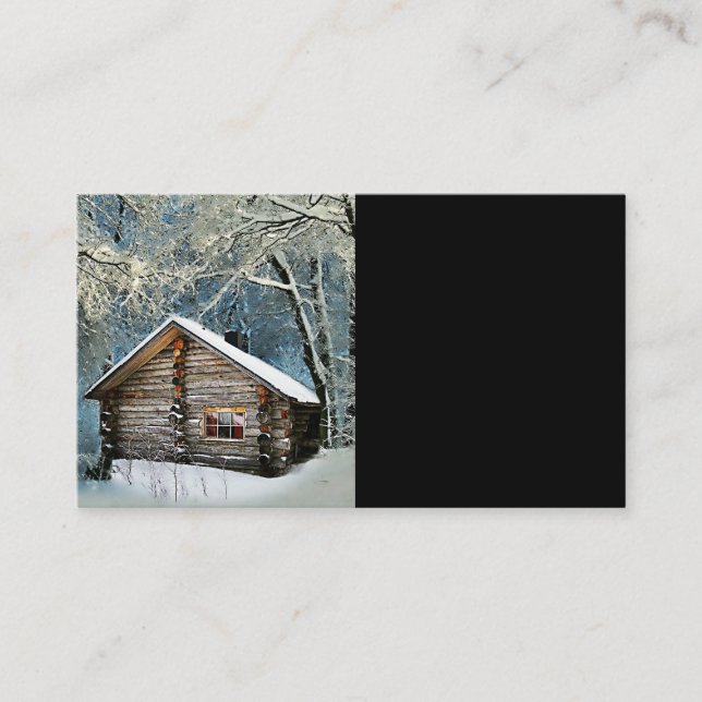 Rustic Log Cabin Winter Magic Visitkort (Framsida)