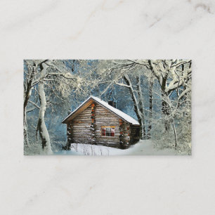 Rustic Log Cabin Winter Magic Visitkort