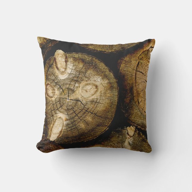 Rustic Log Roll Utomhuskudde (Framsida)