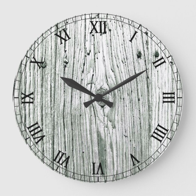 Rustic look White Toning Roman Numeral Clock Stor Klocka (Framsida)